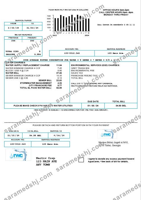 Georgia RWC water business bill template in Word and PDF formats1